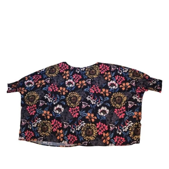 Zig Zag Stripe Womens Blue Pink Floral Polyester Top One Size - Picture 5 of 10